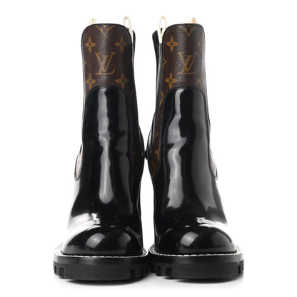 Louis Vuitton Patent Calfskin Monogram Star Trail Chelsea Ankle Boots 39 Black 2 of 9