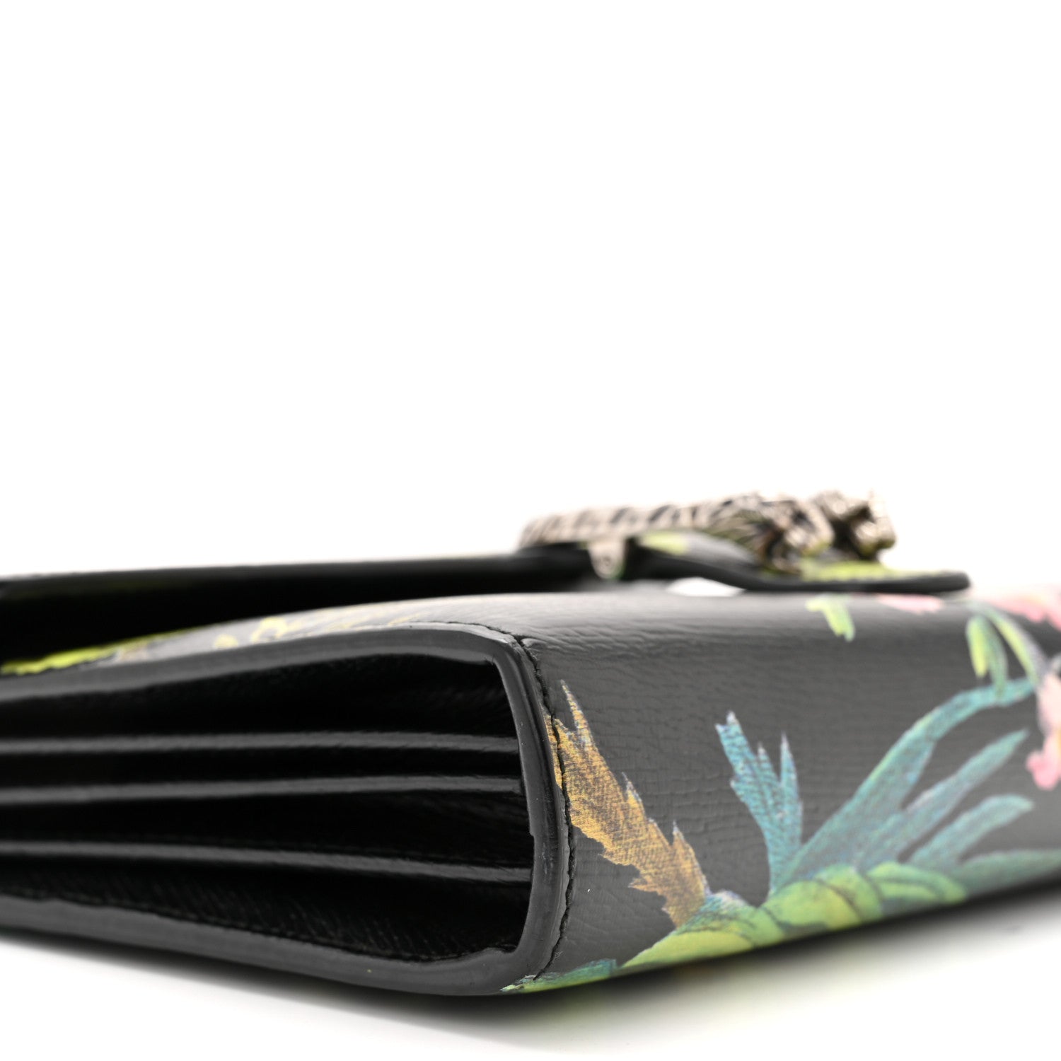 Gucci Calfskin Tropical Print Mini Dionysus Shoulder Bag Black Multi 8 of 11