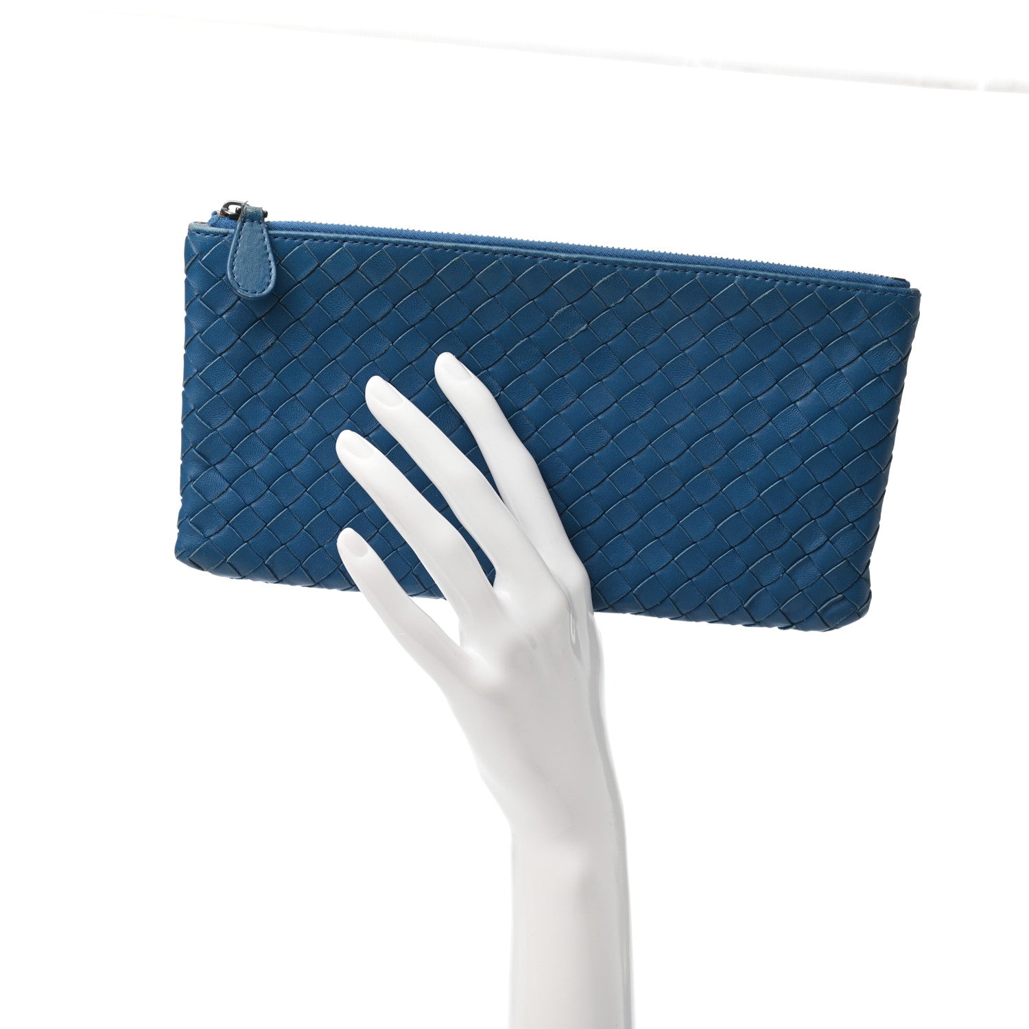 Bottega Veneta Nappa Intrecciato Zip Pouch Blue 2 of 10