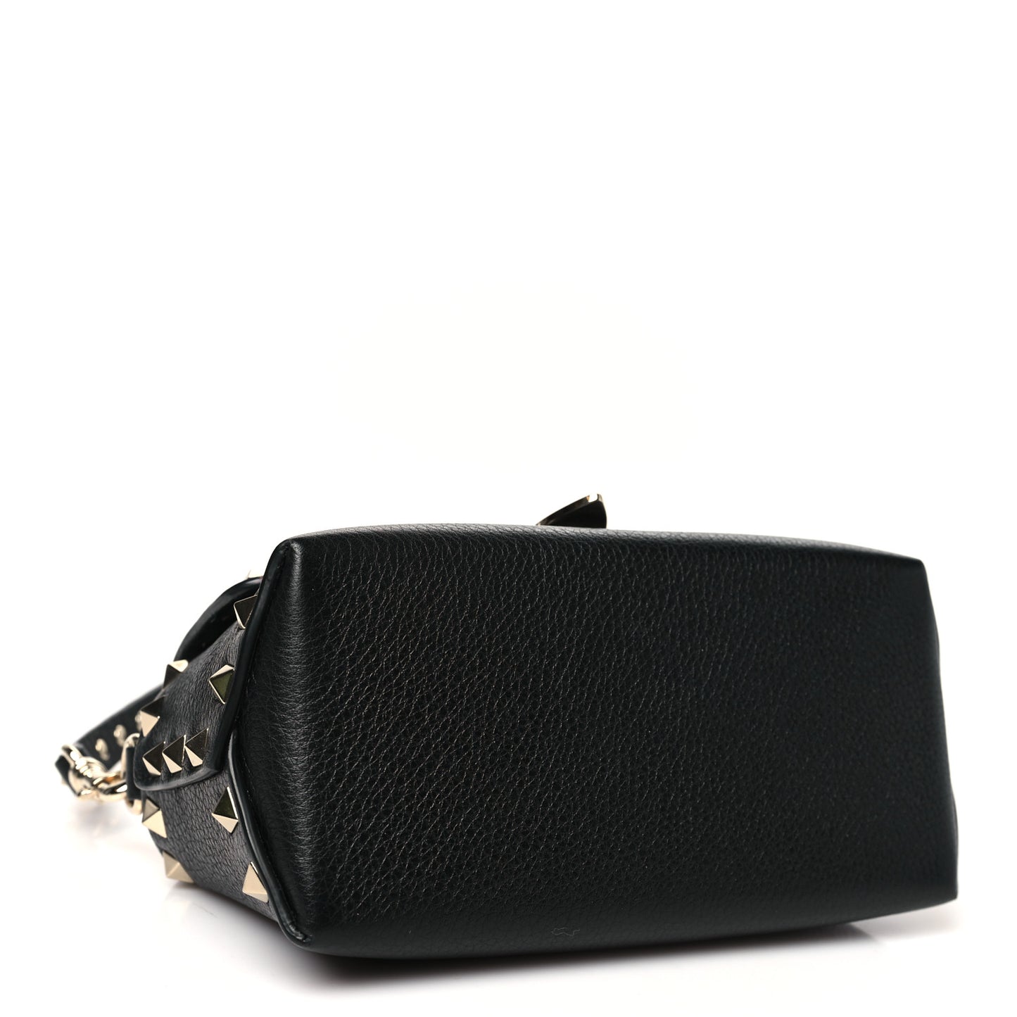 Pebbled Calfskin Mini Rockstud Crossbody Bag Black