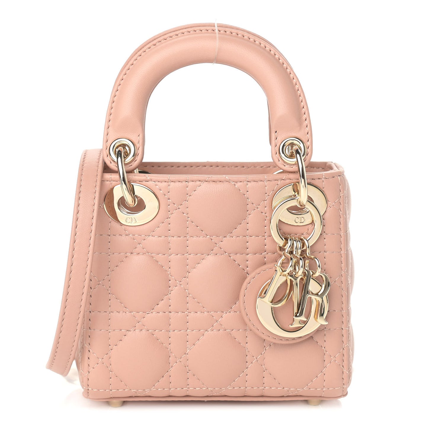 Lambskin Cannage Micro Lady Dior Rose De Vents