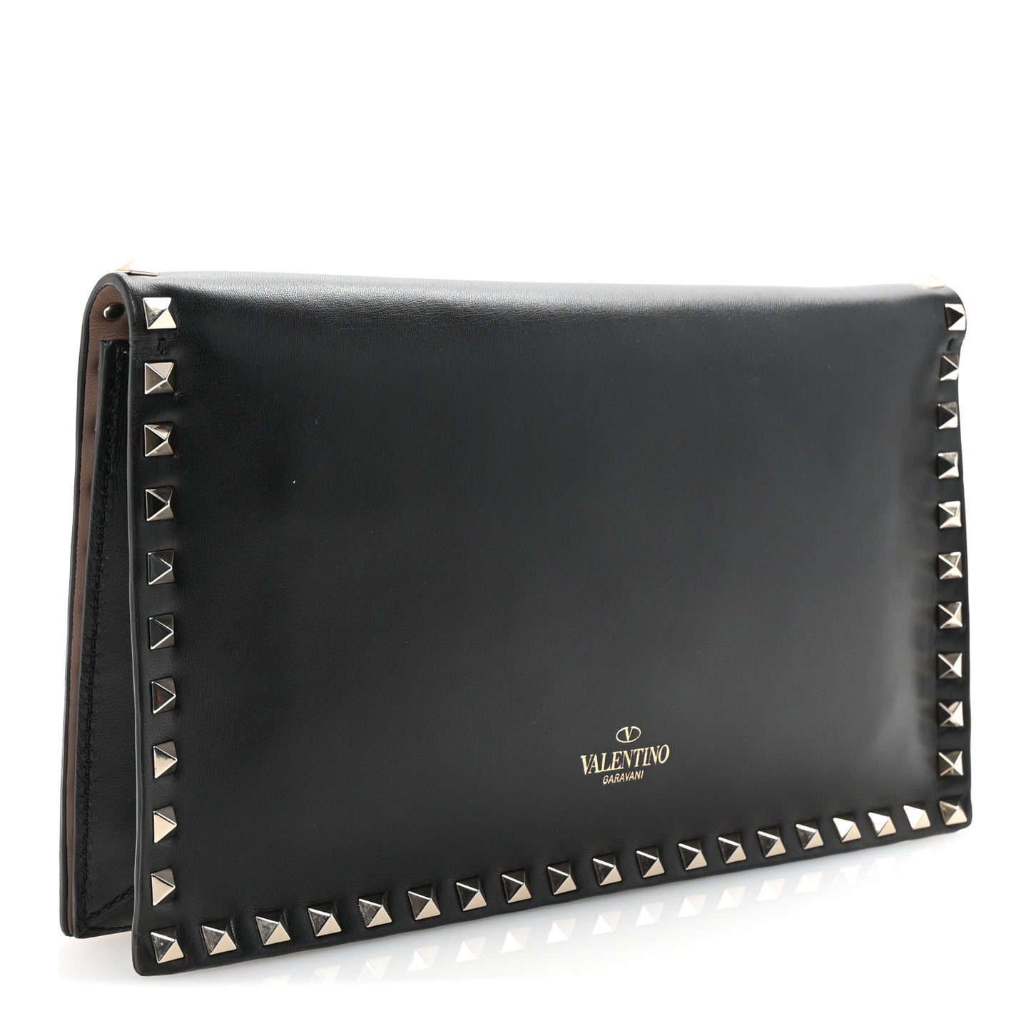 Nappa Rockstud Wristlet Clutch Black