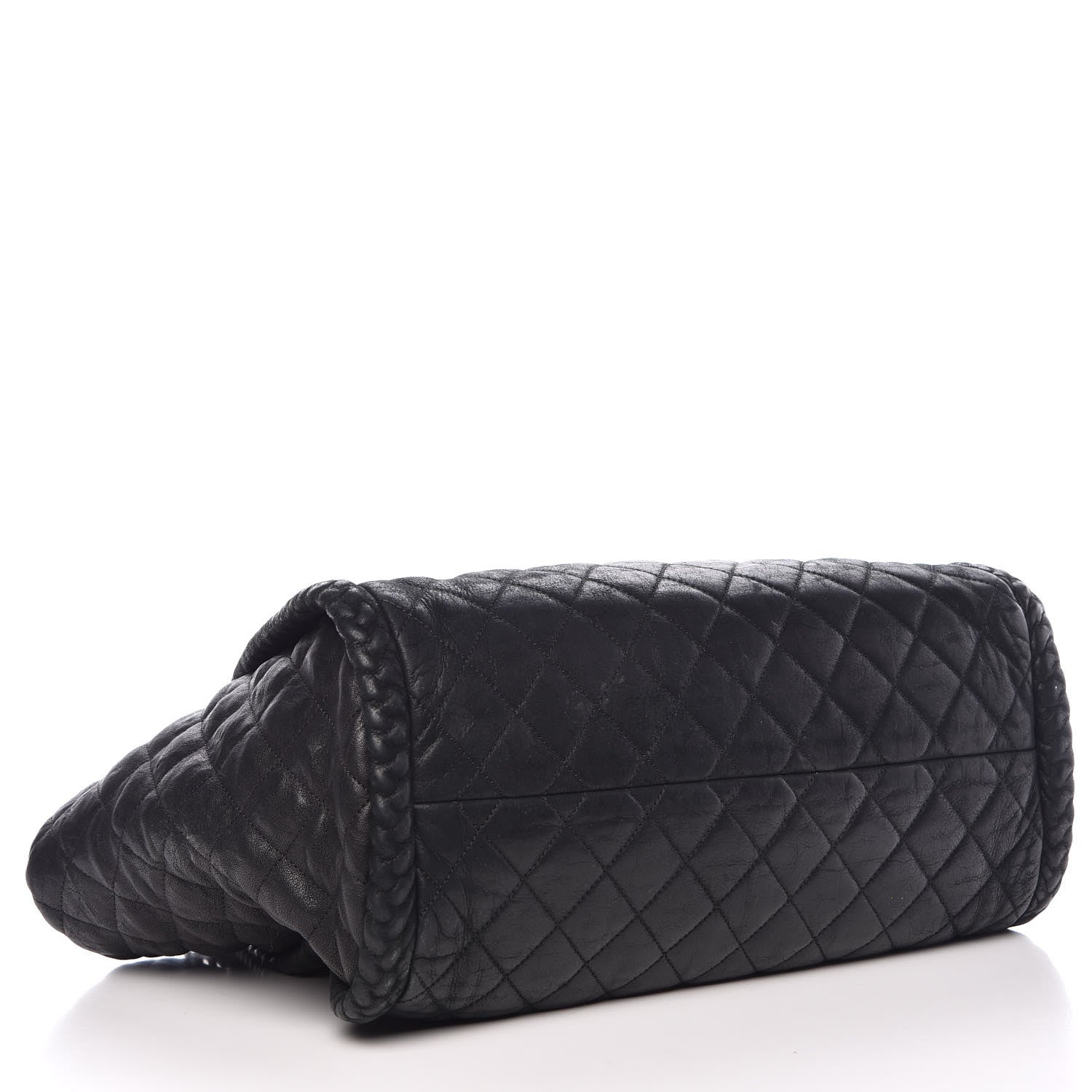 Chanel Washed Lambskin Quilted Studded CC Large Tote Black 4 of 17