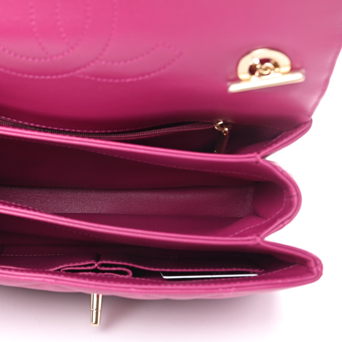 Lambskin Quilted Small Trendy CC Dual Handle Bag Dark Pink