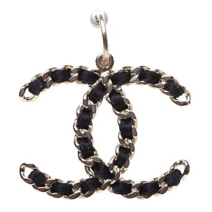 Chanel Satin CC Chain Earrings Light Gold Black 6 of 7