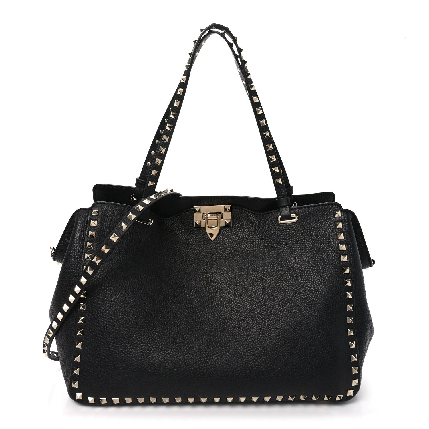 Valentino Garavani Vitello Medium Rockstud Tote Black 1 of 9