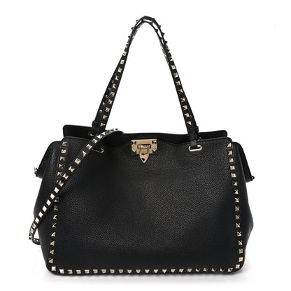 Valentino Garavani Vitello Medium Rockstud Tote Black 1 of 9
