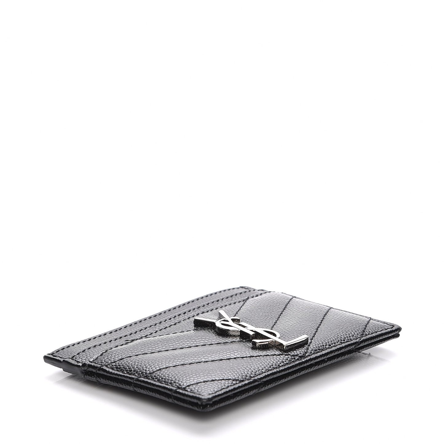 Grain De Poudre Matelasse Chevron Monogram Credit Card Case Black
