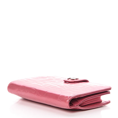 Chanel Patent Camellia Embossed Zipped Pocket Wallet Pink 4 of 9
