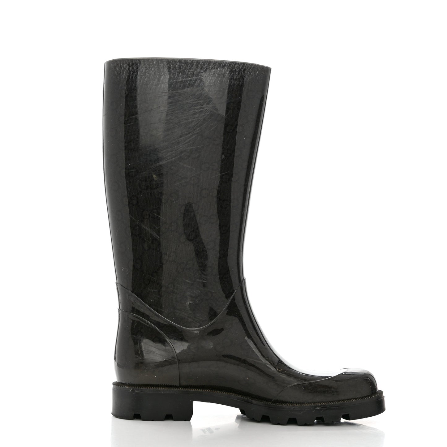 Rubber Monogram Rain Boots 36 Black