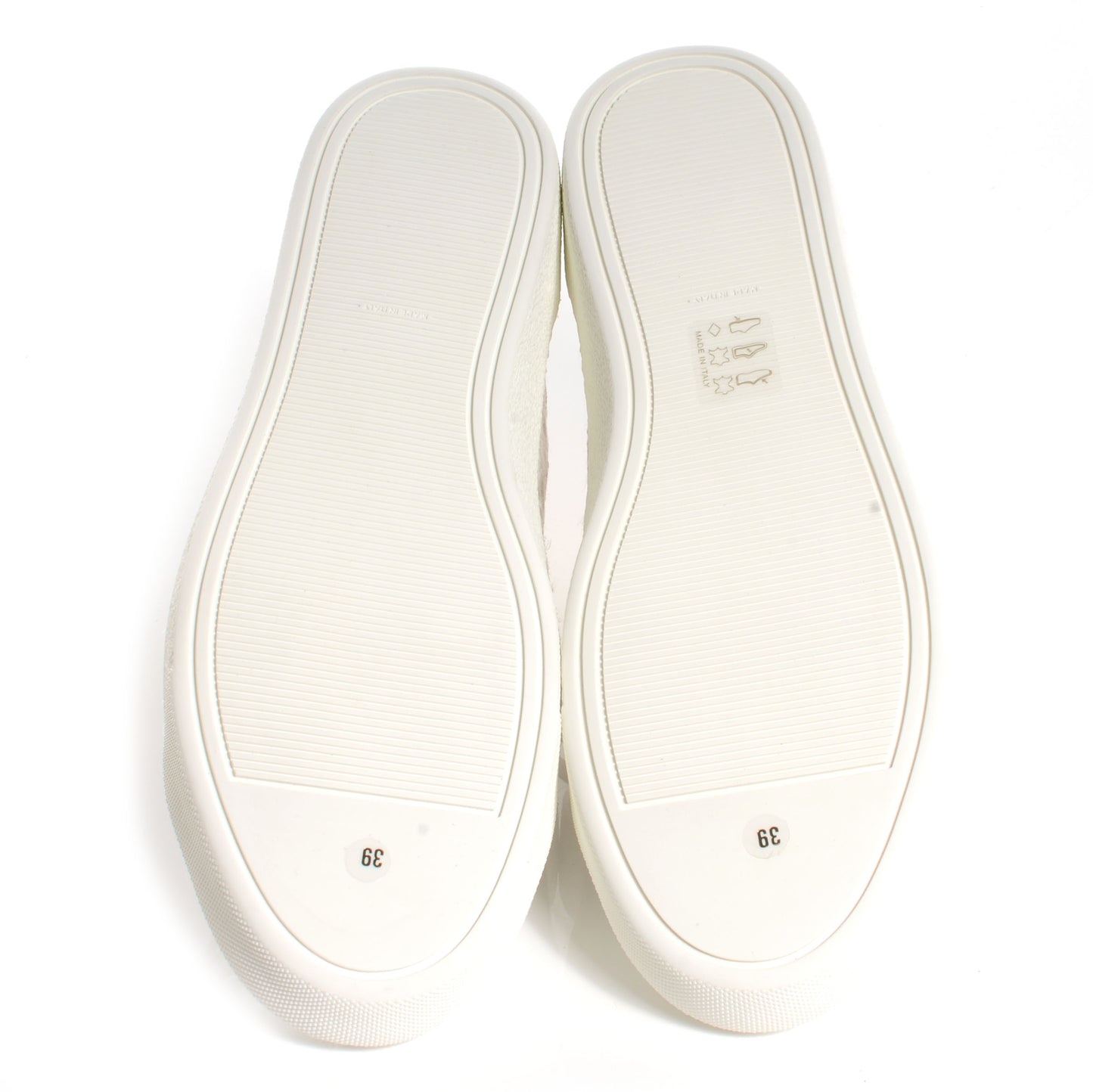 Patent Grained Goatskin Hollow Out Flower Sneakers 39 White