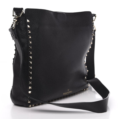 Valentino Garavani Pebbled Calfskin Large Rockstud Flip-Lock Messenger Bag Black 3 of 9