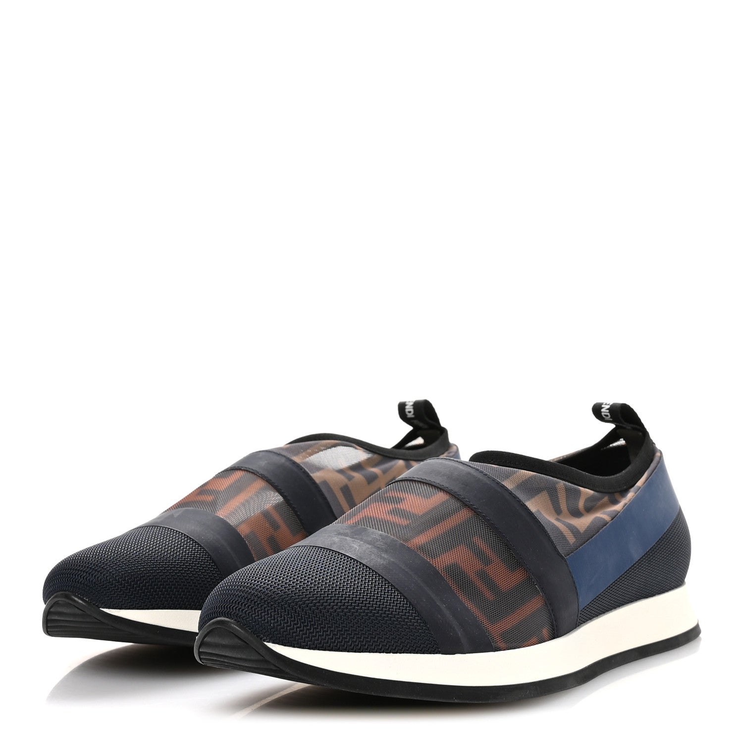 Fendi Technical Mesh FF Sneakers 38.5 Tobacco Navy 4 of 9