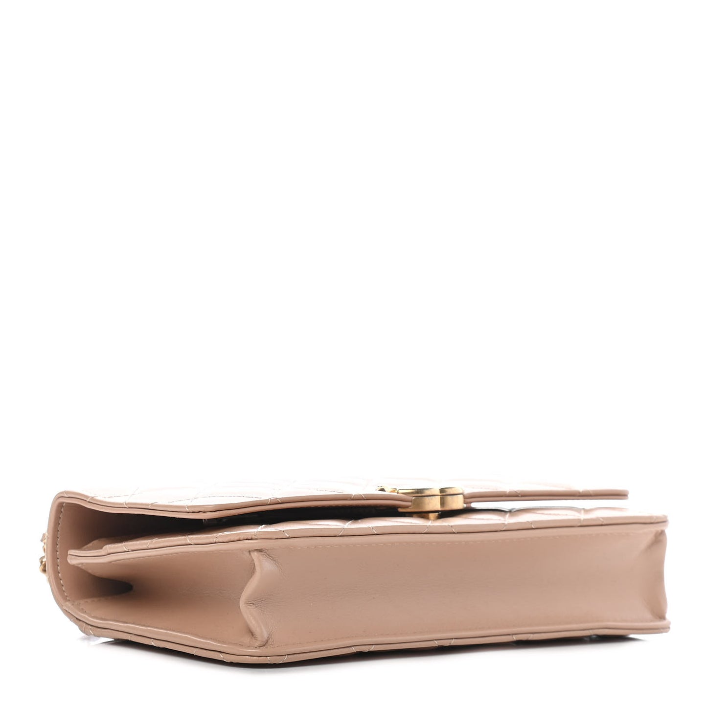 Calfskin Quilted Perfect Fit Wallet On Chain WOC Beige