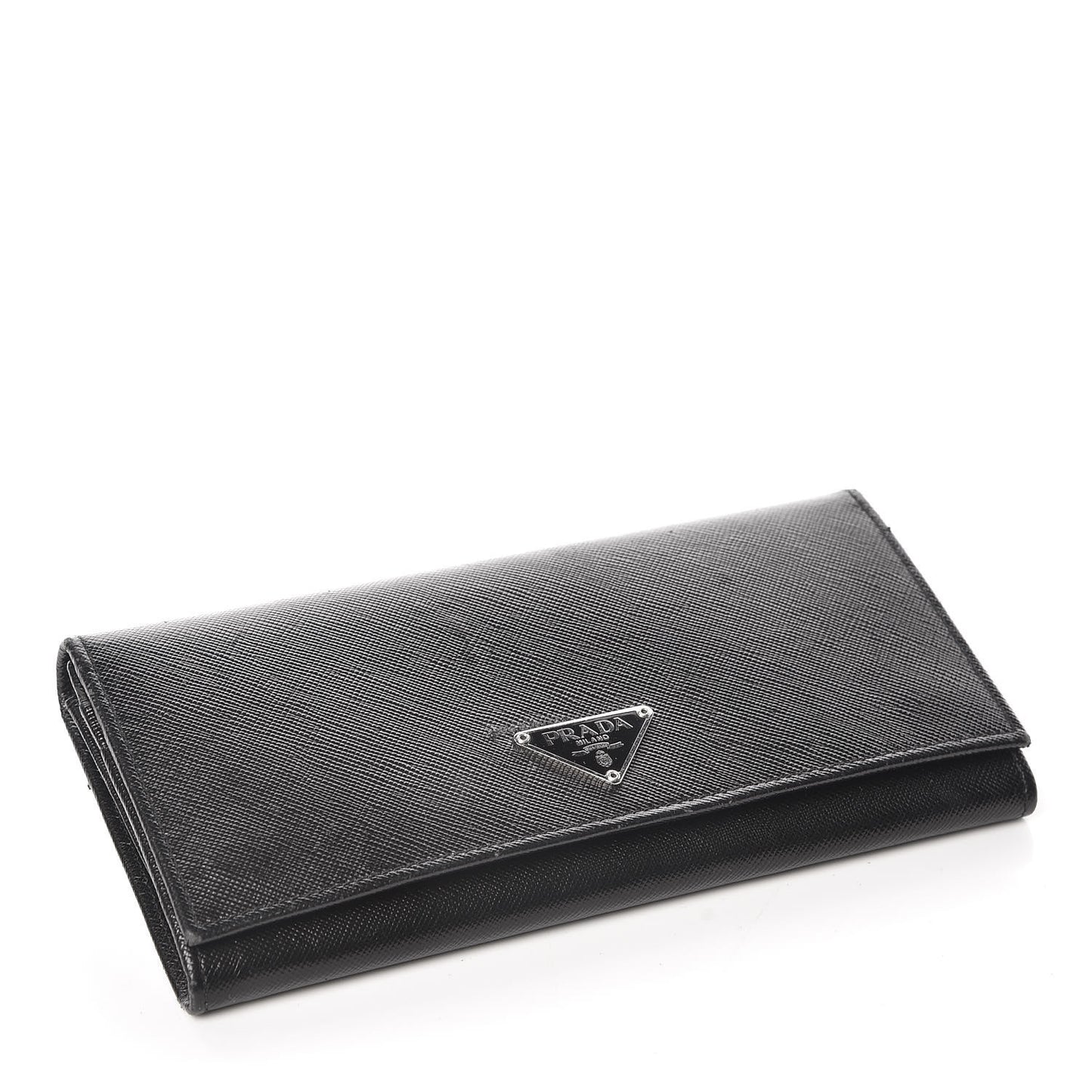 Saffiano Triangle Continental Flap Wallet Black
