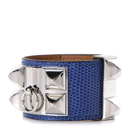 Hermes Lizard Collier De Chien CDC Bracelet T2 Bleu Saphir 1 of 8