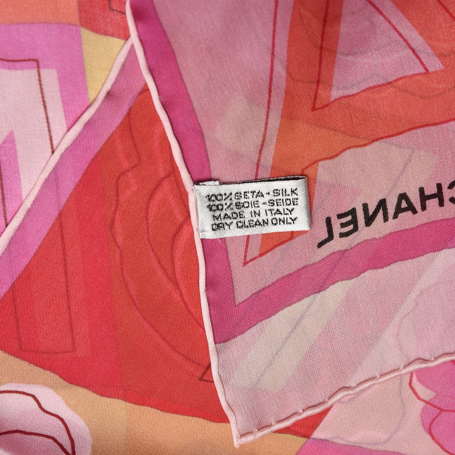 Chanel Silk Camellia Scarf Pink Red 4 of 4