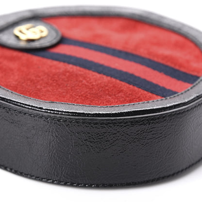 Gucci Suede Patent Web Mini Ophidia Round Shoulder Bag Hibiscus Red Black 6 of 10