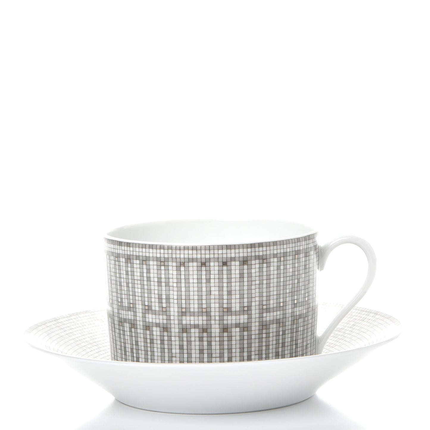 Porcelain Mosaique Au 24 Breakfast Cup And Saucer Set Of 2 Platine