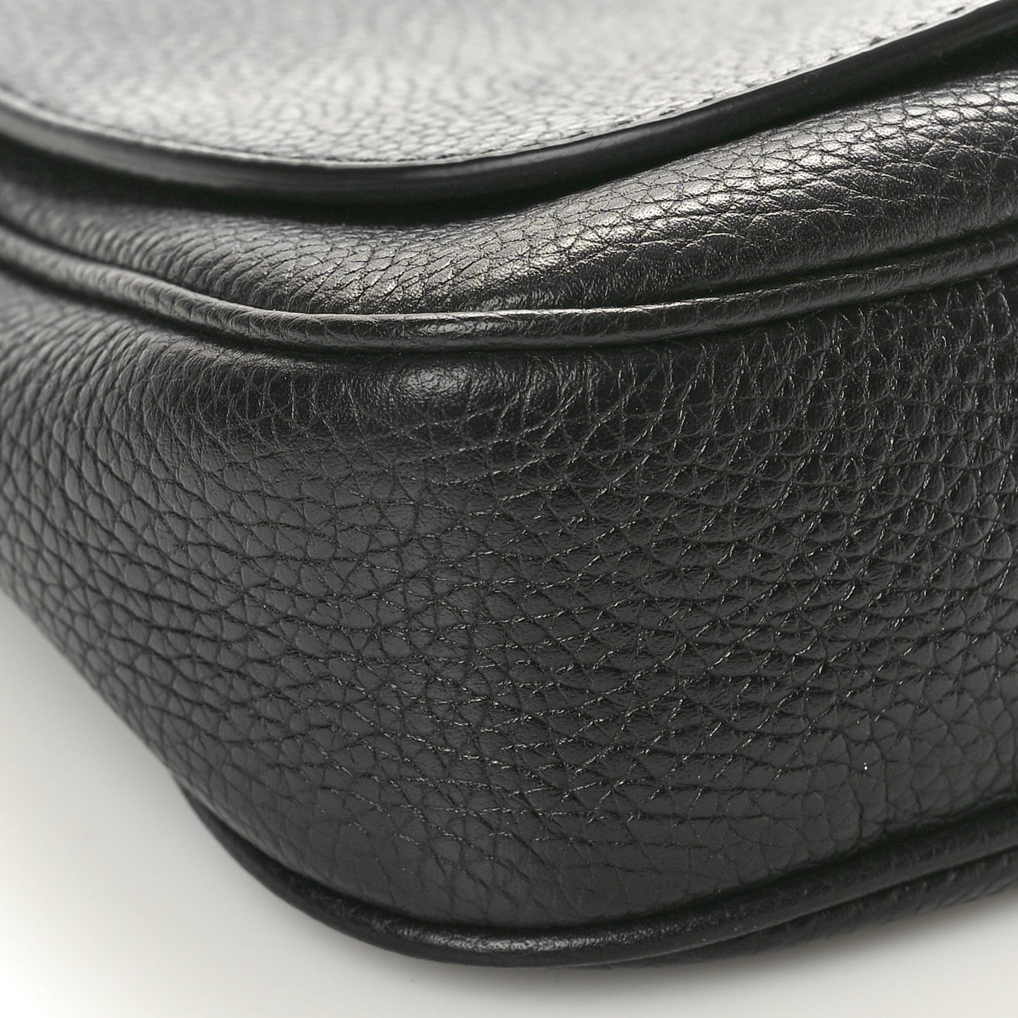 Pebbled Calfskin Medium Soho Flap Crossbody Black