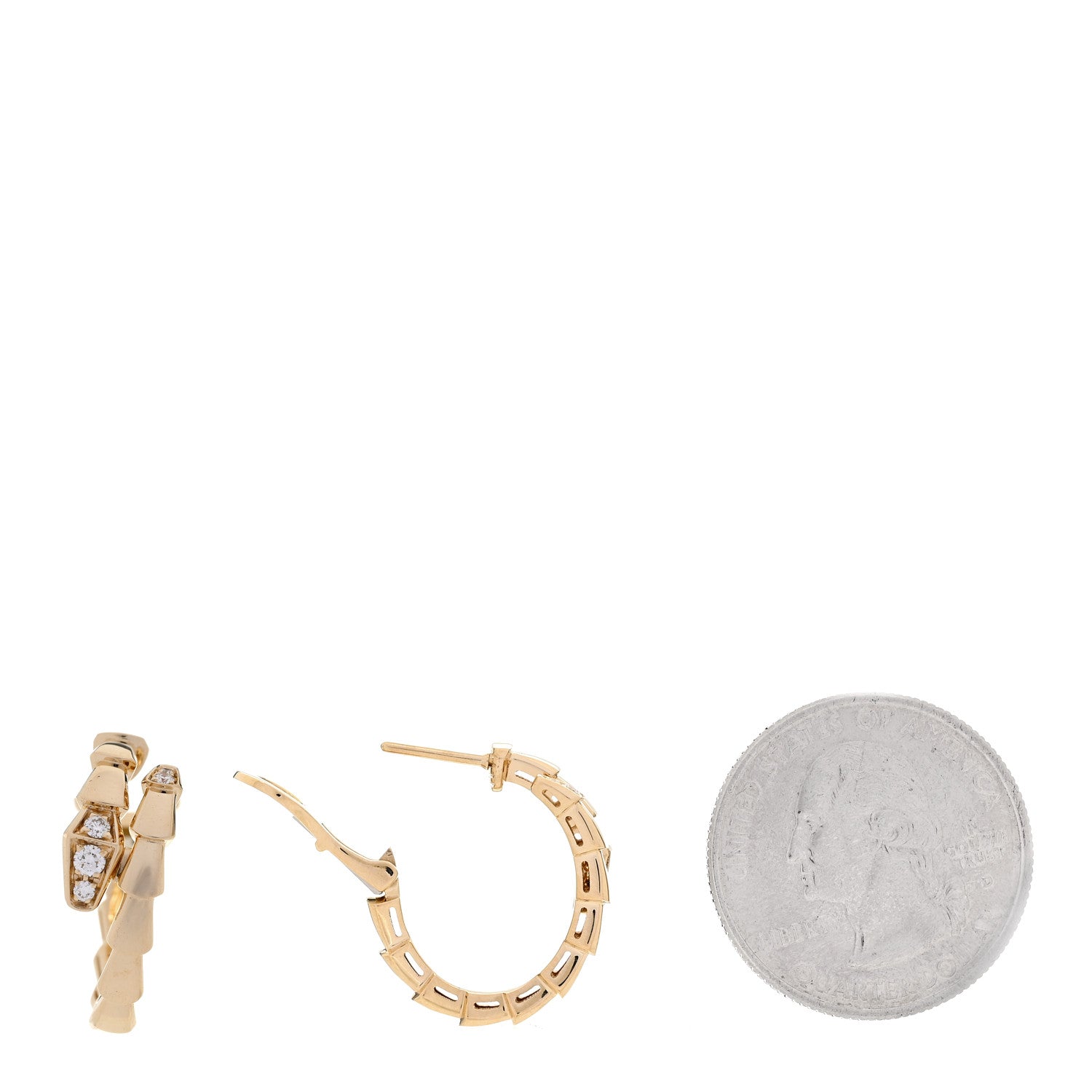 Bulgari 18K Yellow Gold Diamond Serpenti Viper Hoop Earrings 2 of 5