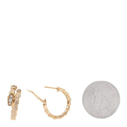 Bulgari 18K Yellow Gold Diamond Serpenti Viper Hoop Earrings 2 of 5