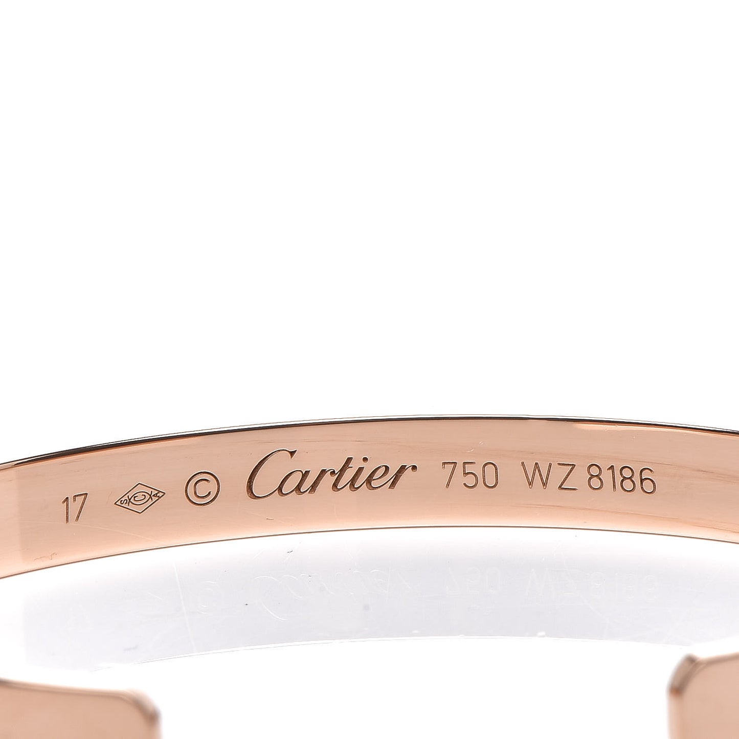 18K Pink Gold LOVE Cuff Bracelet 17
