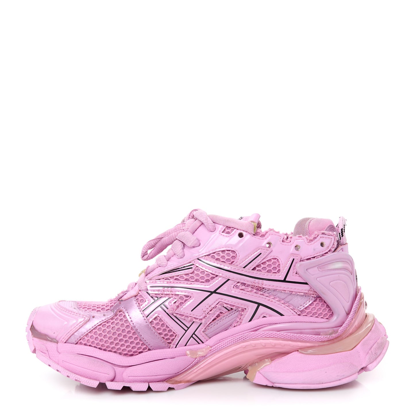 Mesh Rubber Distressed Womens Runner Sneakers 38 Pink