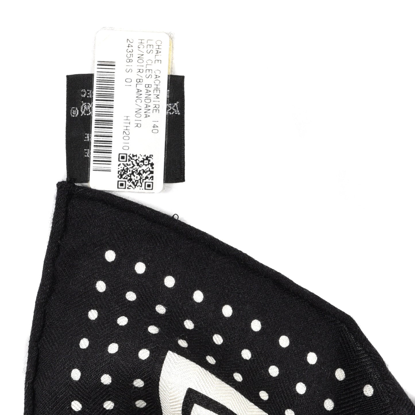 Cashmere Silk Les Cles Bandana Shawl 140 Black White