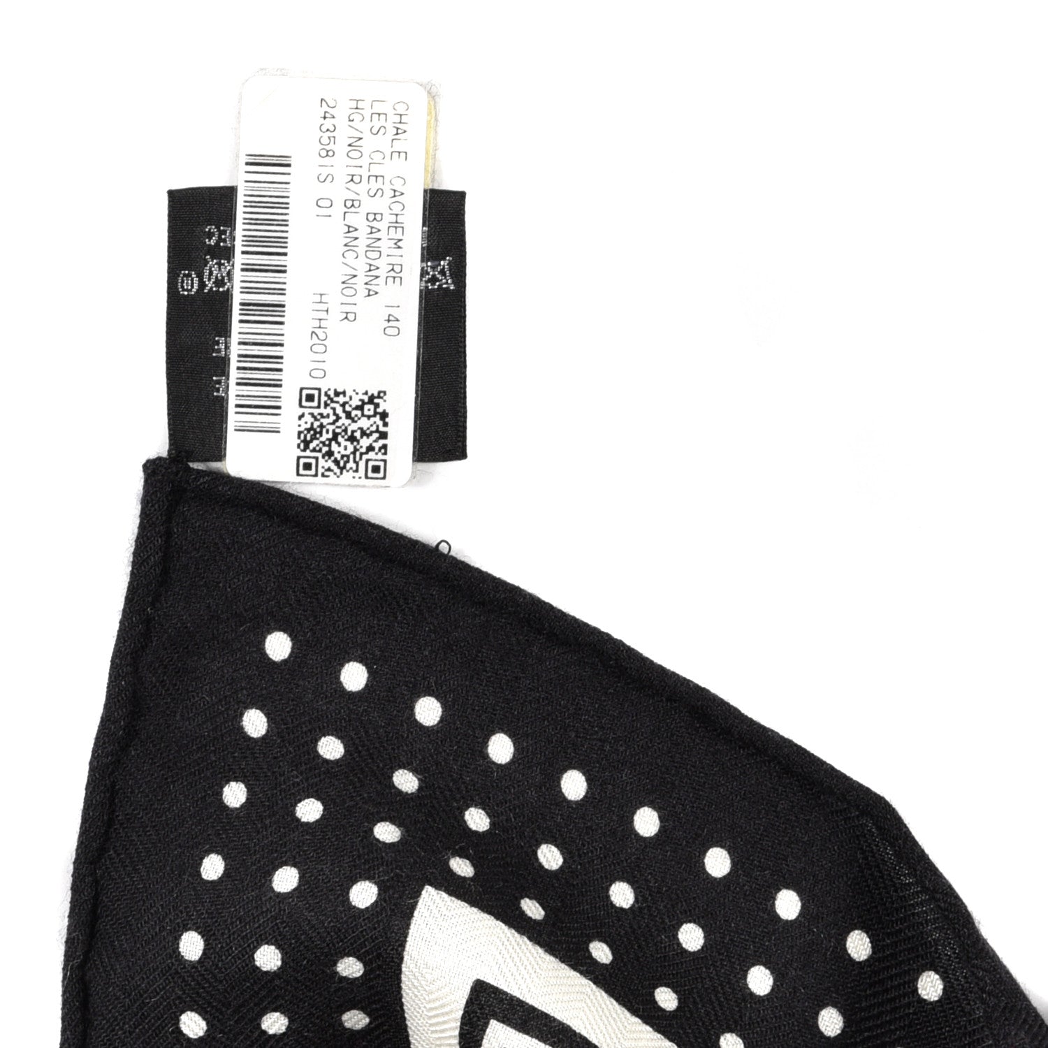Hermes Cashmere Silk Les Cles Bandana Shawl 140 Black White 5 of 6
