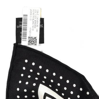 Hermes Cashmere Silk Les Cles Bandana Shawl 140 Black White 5 of 6