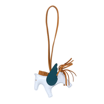 Hermes Milo Lambskin Grigri Rodeo Pegase Horse Bag Charm PM Bleu Brume Sesame Vert Bosphore 1 of 4