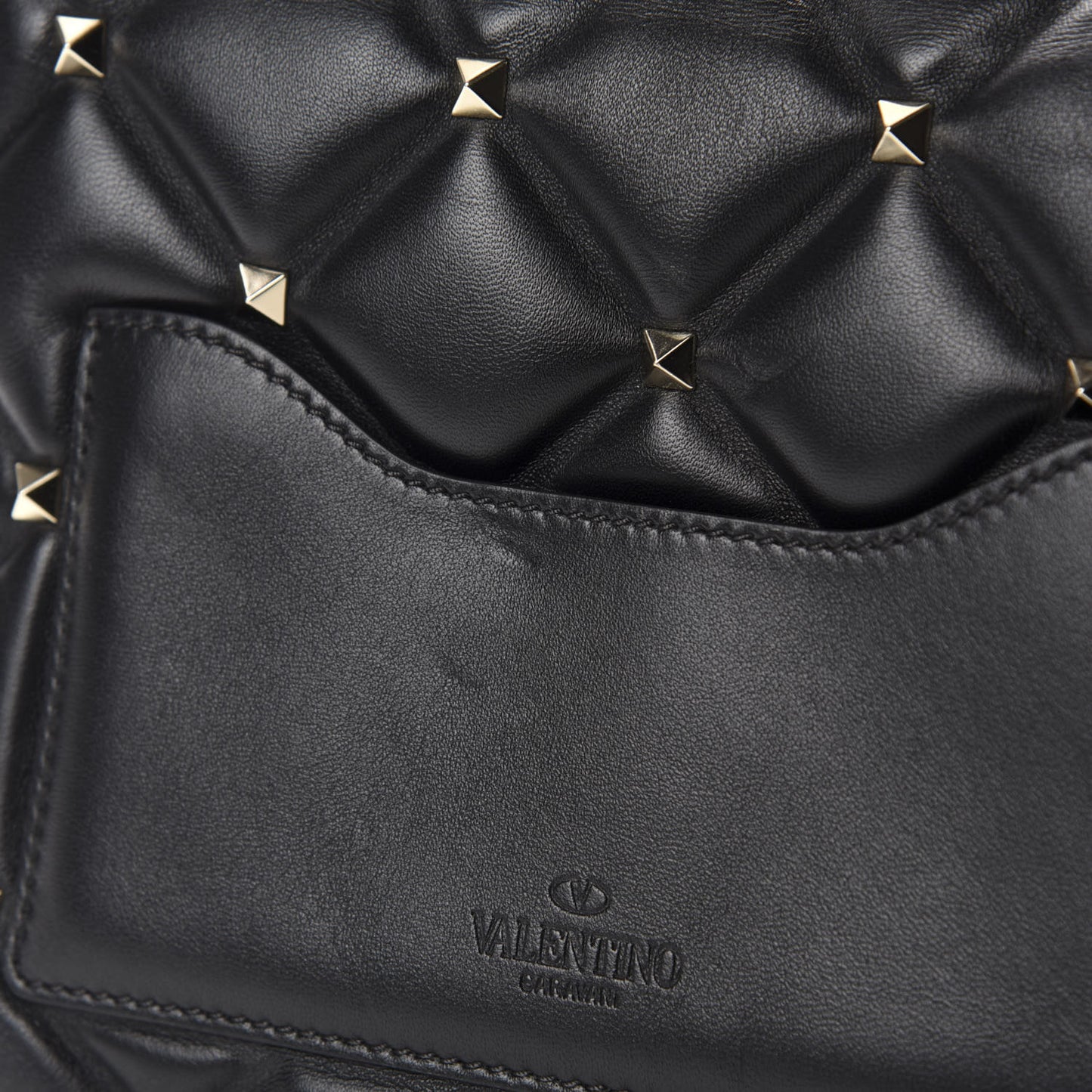 Lambskin VLTN Print Candystud Top Handle Bag Black