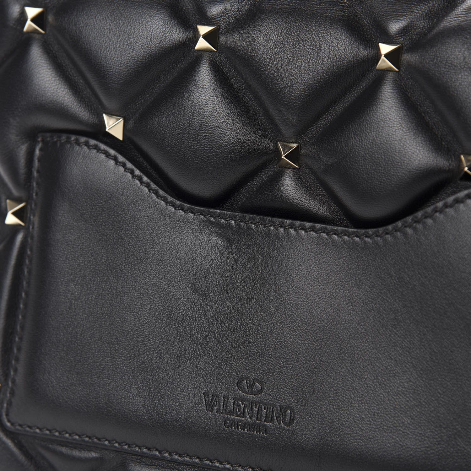 Valentino Garavani Lambskin VLTN Print Candystud Top Handle Bag Black 9 of 12