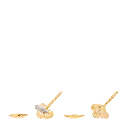 Cartier 18K Pink Yellow White Gold Diamond Trinity Stud Earrings 3 of 4