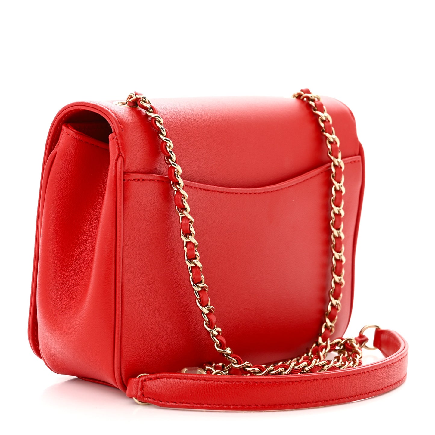 Lambskin CC Mania Flap Bag Red