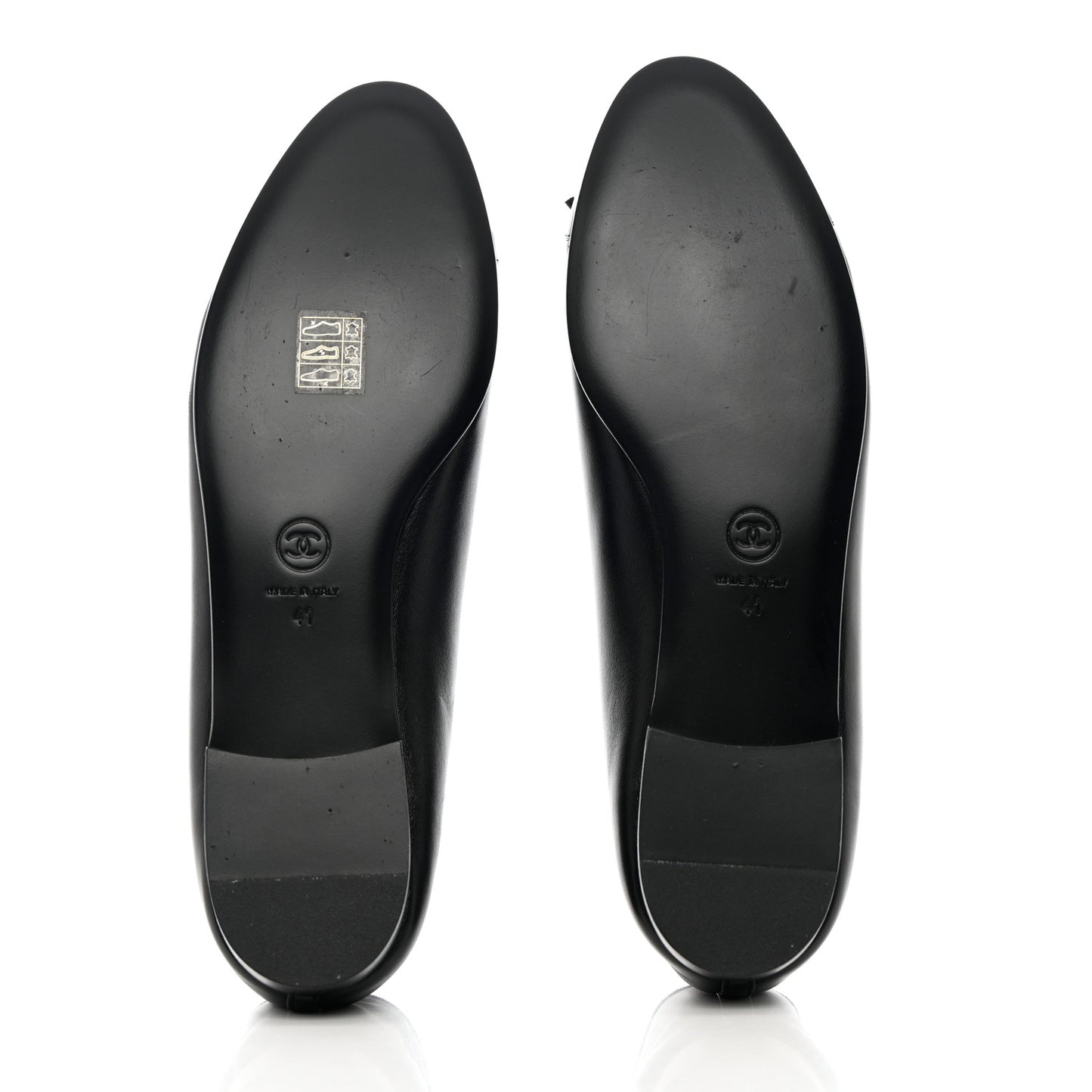 Lambskin Patent Cap Toe Ballerina Flats 41 Black