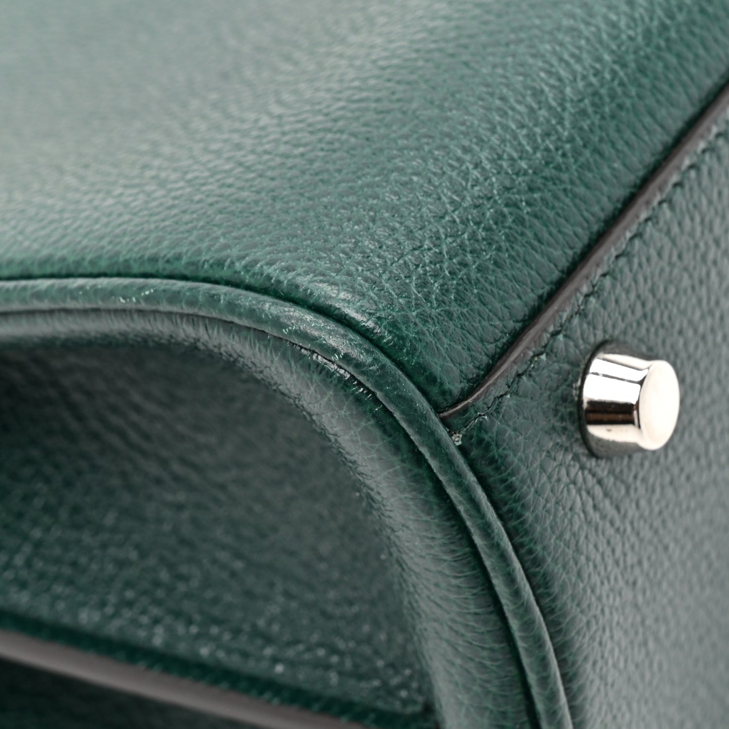 Grainy Calfskin Small Zumi Top Handle Bag Vintage Green