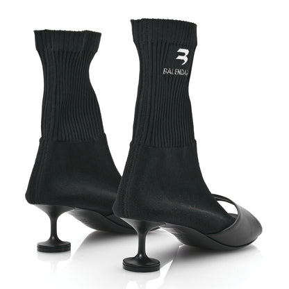 Balenciaga Calfskin Knit Sock Bootie 37 Black 4 of 7