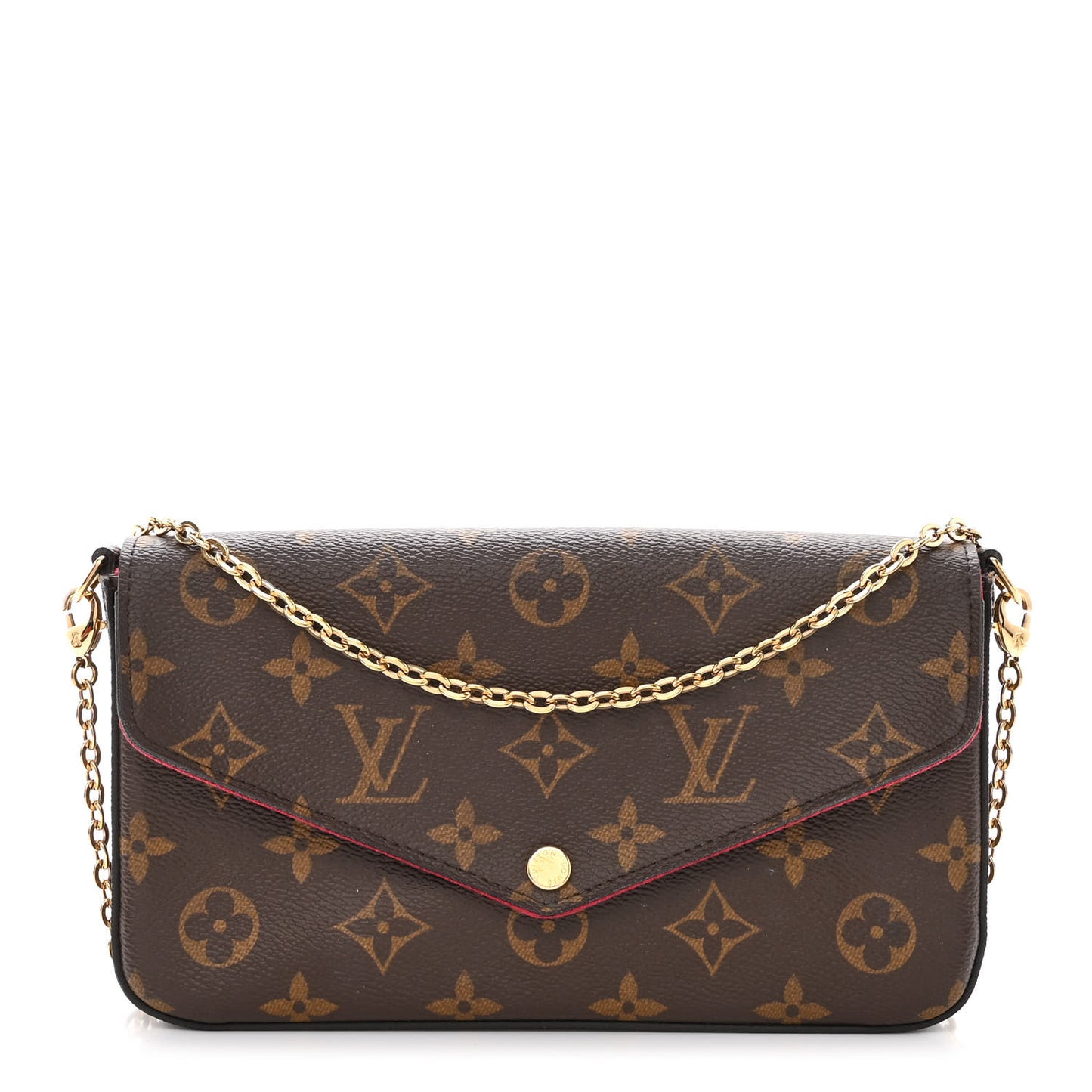 Monogram Pochette Felicie Chain Wallet Fuchsia