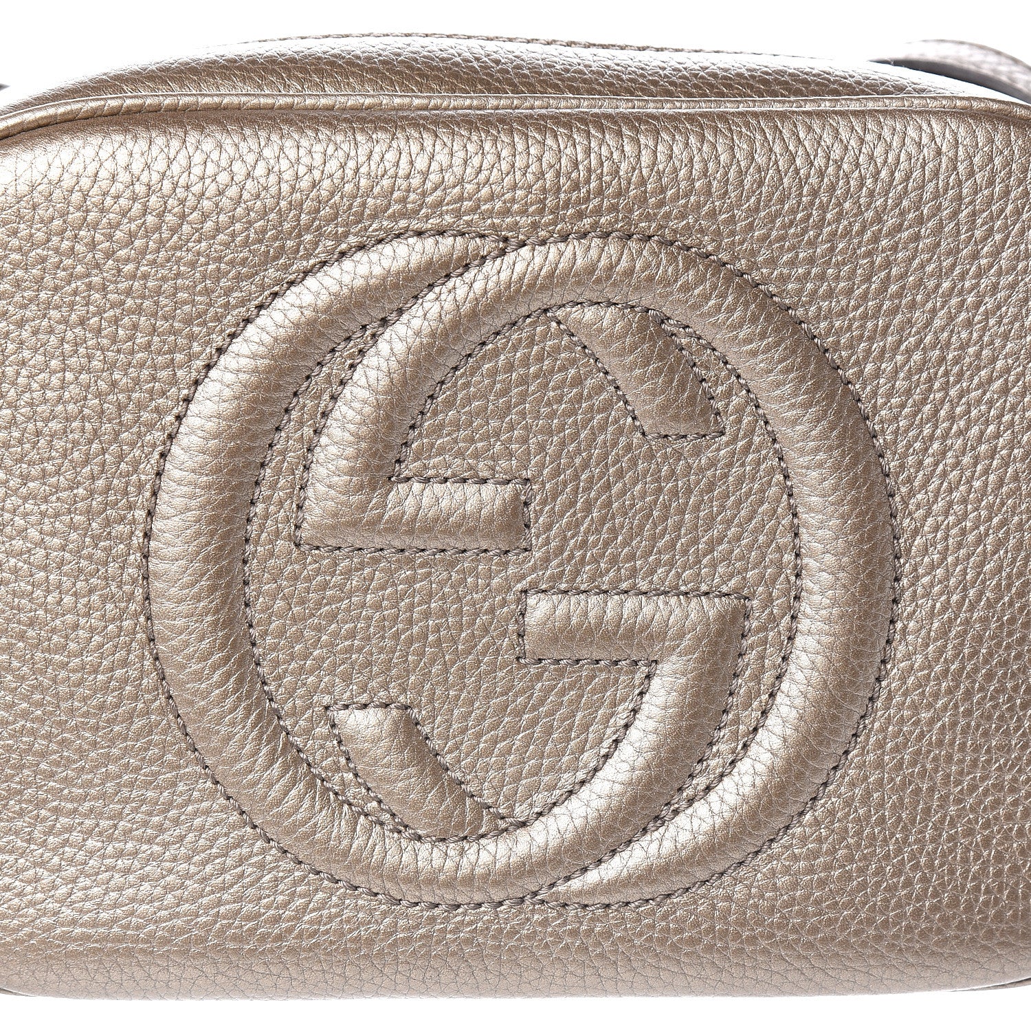Gucci Metallic Pebbled Calfskin Small Soho Disco Bag Golden Beige 10 of 10