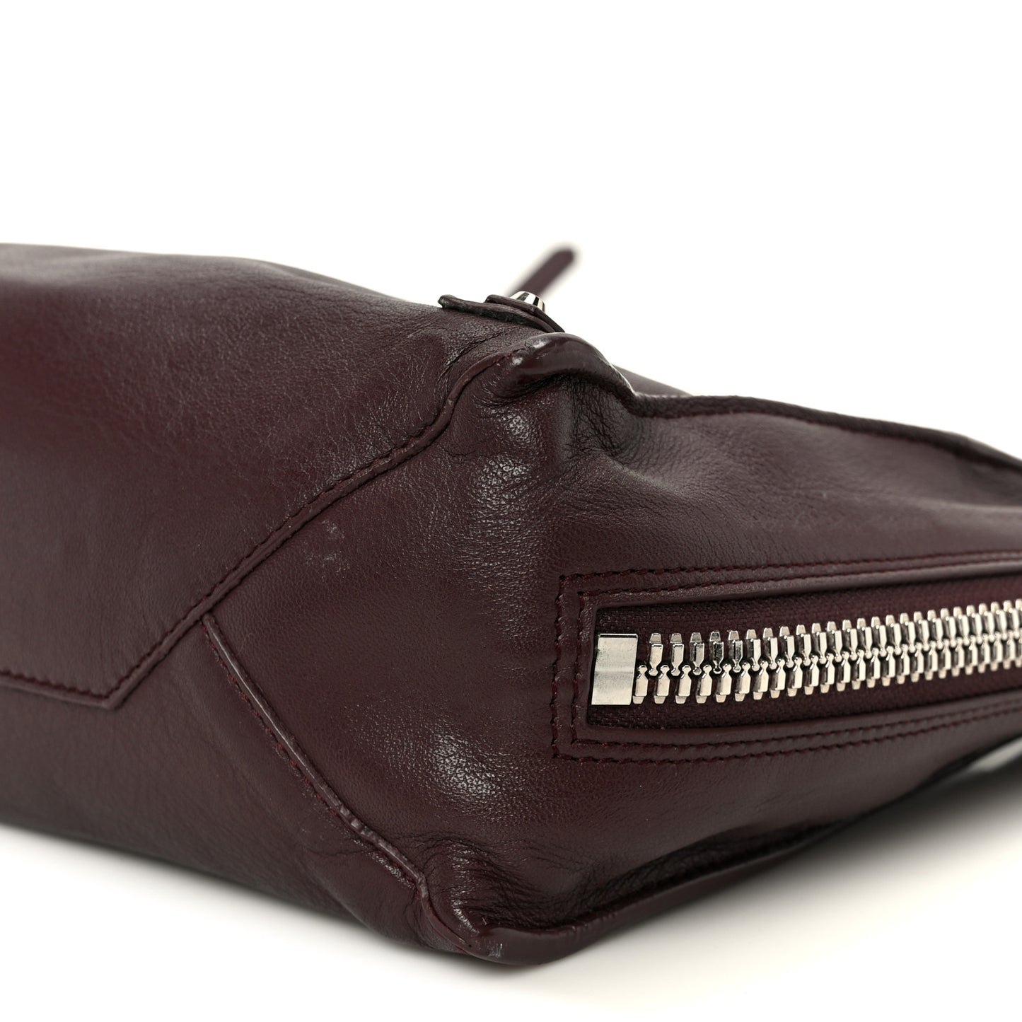 Calfskin Papier Mini A4 Zip Around Tote Rouge Aubergine