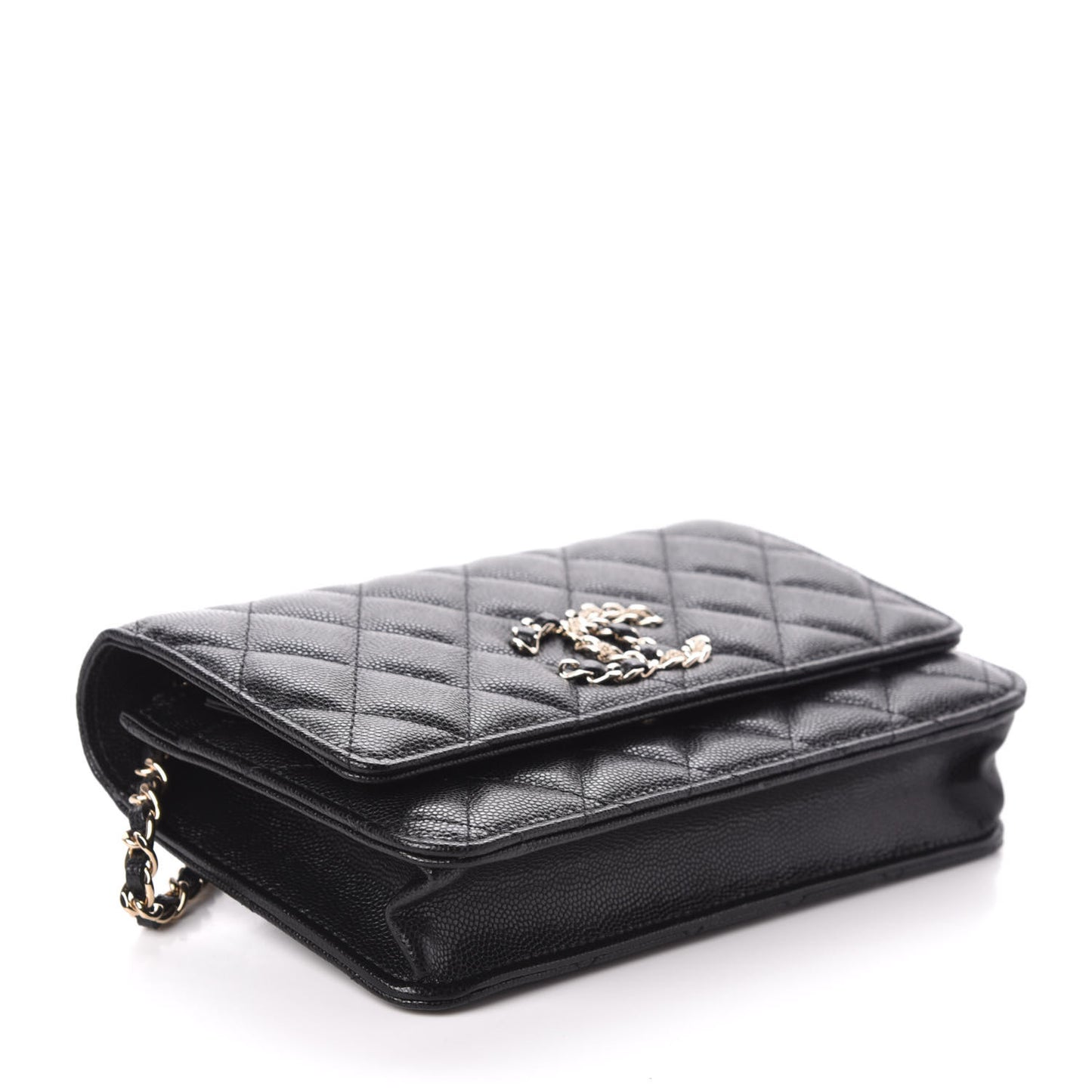 Caviar Quilted French New Wave Chain CC Wallet On Chain WOC Black