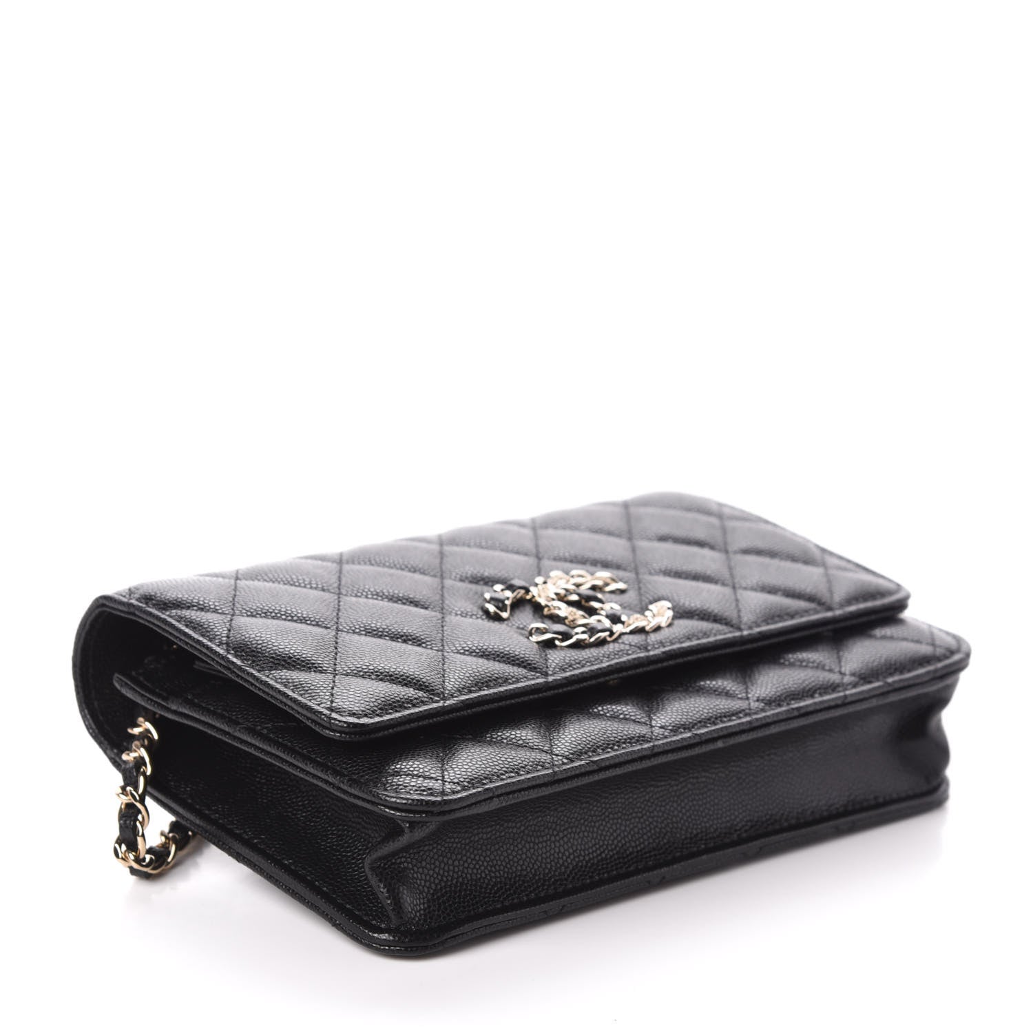 Chanel Caviar Quilted French New Wave Chain CC Wallet On Chain WOC Black 4 of 10