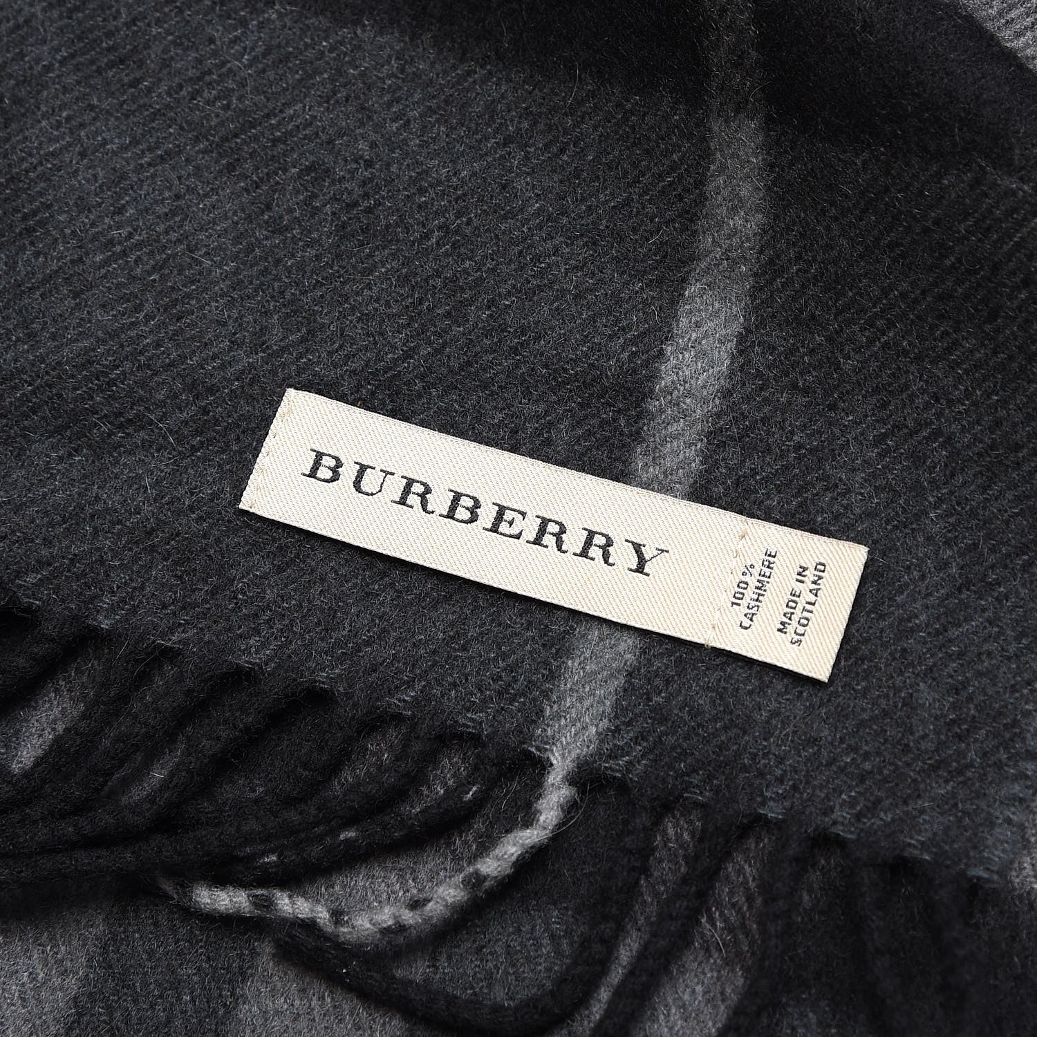 Burberry Cashmere Giant Check Fringe Scarf Charcoal 4 of 6