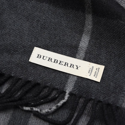 Burberry Cashmere Giant Check Fringe Scarf Charcoal 4 of 6