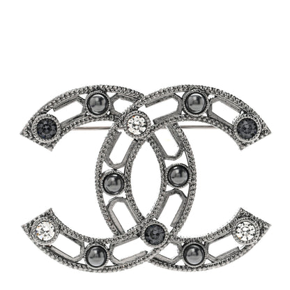 Chanel Ruthenium Crystal CC Brooch 1 of 5