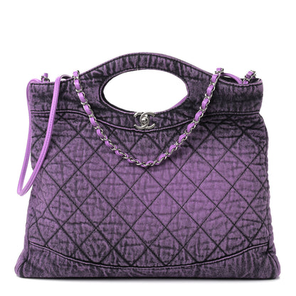 Chanel Denim Quilted Large 31 Denimpression Shopping Bag Purple Black 1 of 8