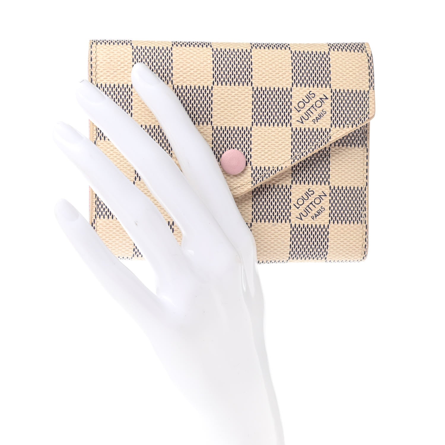 Louis Vuitton Damier Azur Victorine Wallet Rose Ballerine 2 of 8