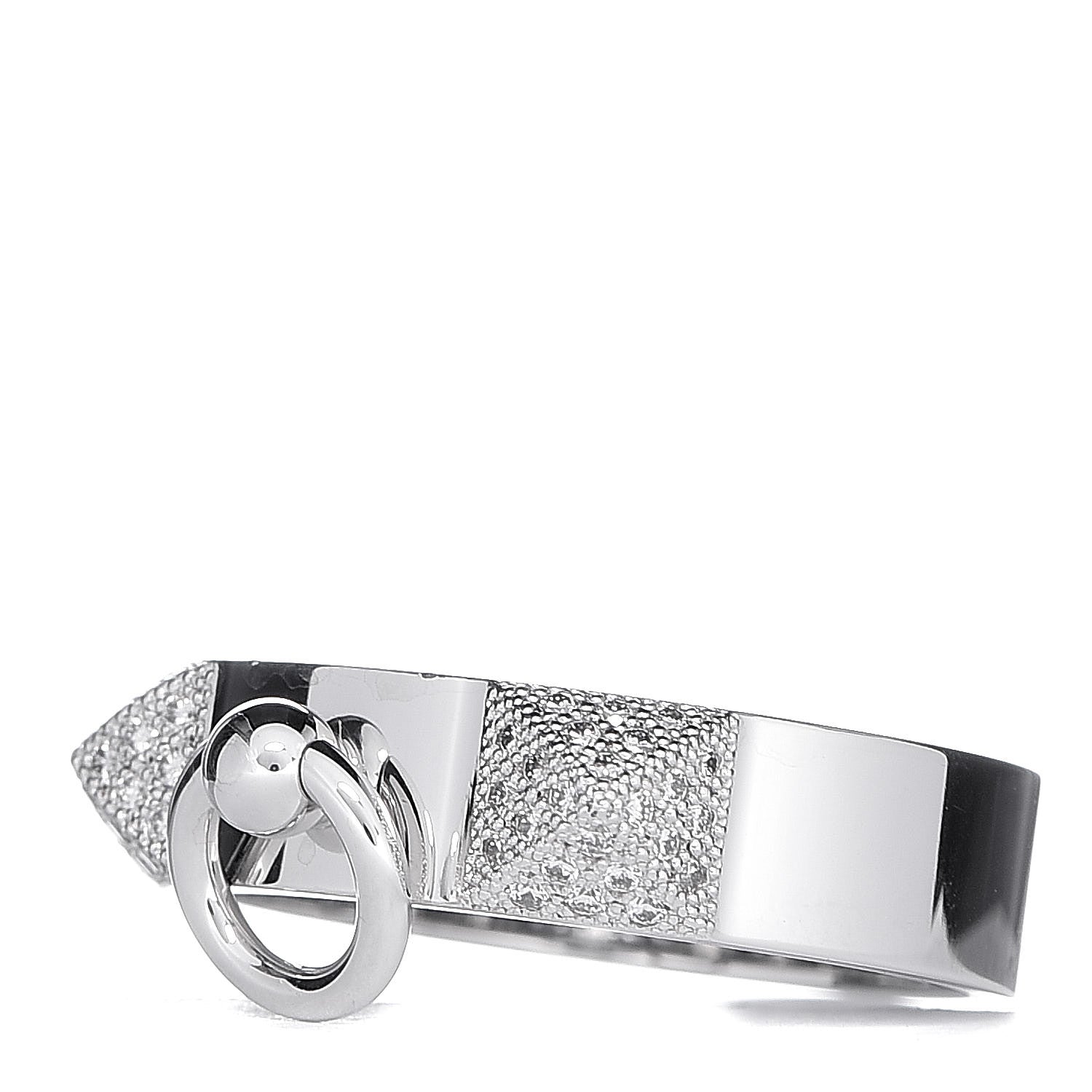 Hermes 18K White Gold Diamond Collier De Chien PM Ring 51 5.75 3 of 6
